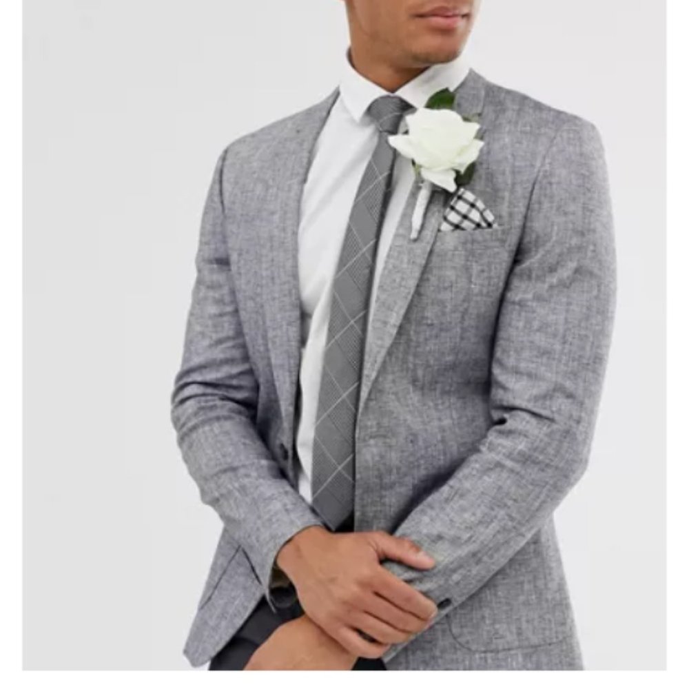 ASOS DESIGN wedding skinny cross hatch linen
